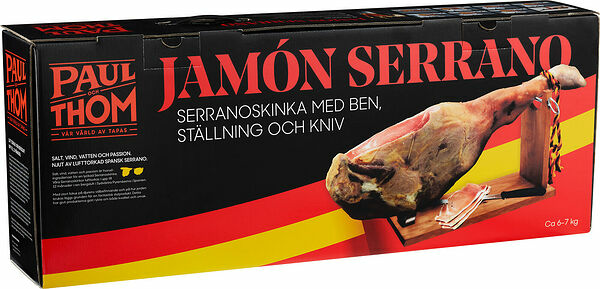 Serranoskinka med ben ställning & kniv Paul och Thom