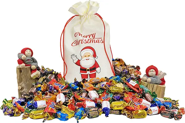 Julsäck Twist 500 gr Tomte Mery Christmas vit