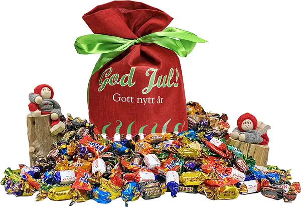 Julsäck Twist 1500 gr Tomtedans Röd God Jul & Gott Nytt År